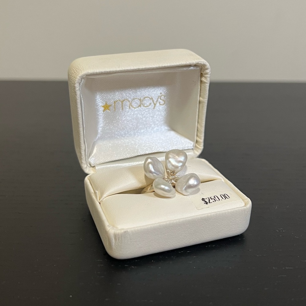 14K Gold and 925 Silver ring with Freshwater Pearls